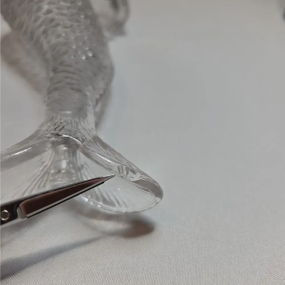 Vintage 1970s Clear Molded Glass Fish Carafe Vase Decanter Koi Carp Pitcher 10